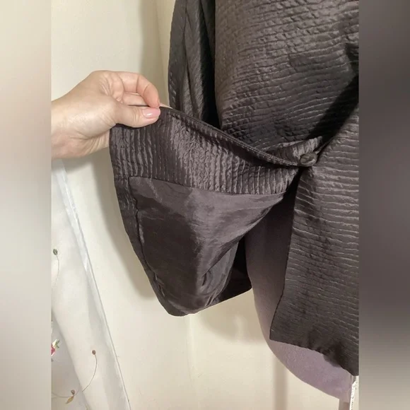 Eileen Fisher Silk Wool Crinkle Jacket Large - Picture 9 of 14